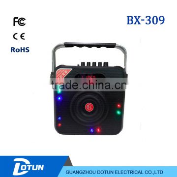 5 inch dotun portable black mini bluetooth speaker with led light wireless mic BX-307