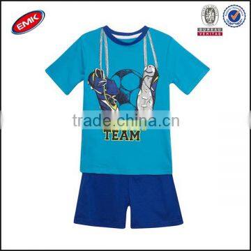 hot sale summer suit for boys t-shirt printed football t shirt and blank shorts