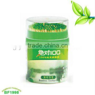 Nature Plastic jar bamboo toothpicks