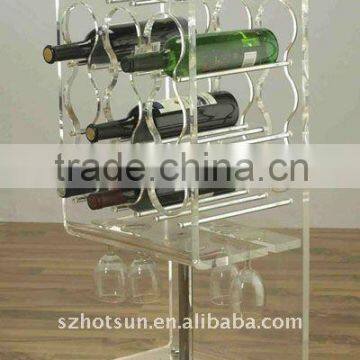 Acrylic plastic wine rack with wheels