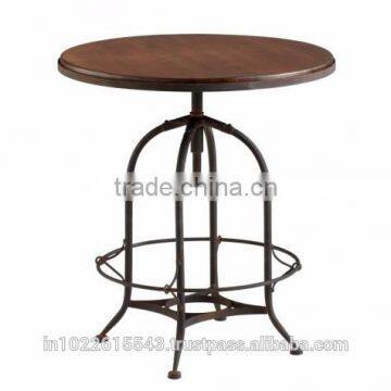 Industrial antique bistro cafe table, indoor cheap height adjustable bistro restaurant table