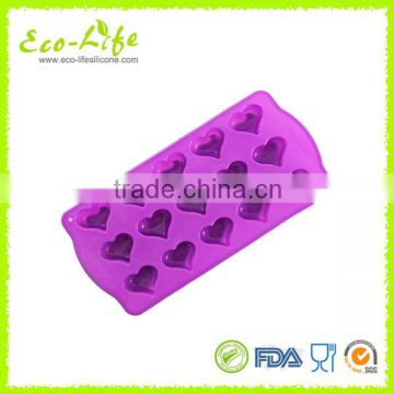 FDA LFGB 15 mini Heart Silicone Ice Cube Tray, 3D Heart Ice, Chocolate Mould