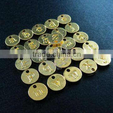 10mm Gold Plated Alloy 26 Round Alphabet Letter Pendant Charm DIY Supplies 1850216 photo-2