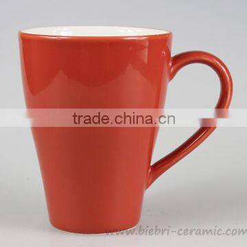 12oz Elegant Design Two Tone Red Color Glazed Logo Decal Decorative Ceramic Mugs Bulk China