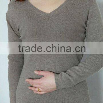 pure cashmere pullover/v-neck with patch on elbow