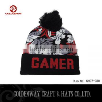 Fashion wholesale cheap man beanie hats with top ball