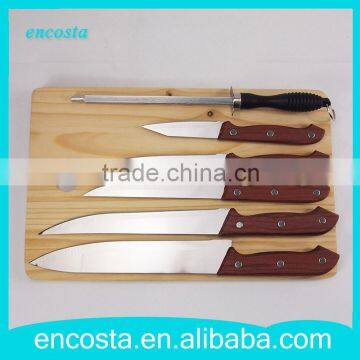 7pcs stainless steel kitchen knife set with wooden cutting board