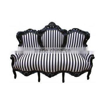 Baroque sofa white and black fabric