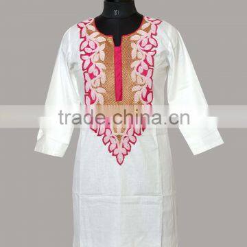 Embroidery Kurti Cotton Kurti hand Embroidery Design Ladies top