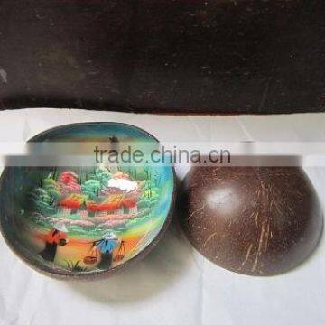 Vietnam country painting pattern, coconut bowl Vietnam