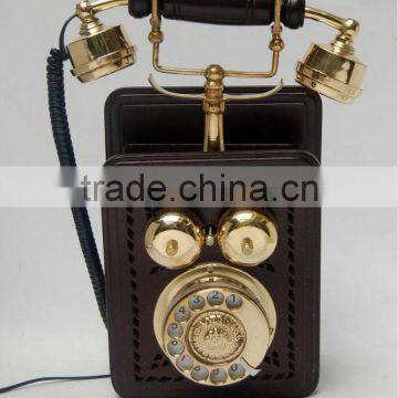 Wooden antique style telephone, antique desk telephone, novelty phones