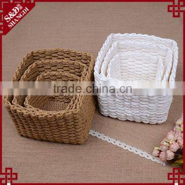 New set of 3 stackable design paper rope hand woven gift decorative small baskets