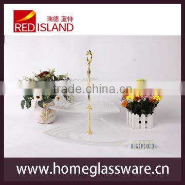 3-tier triangle tempered glass plate with handle