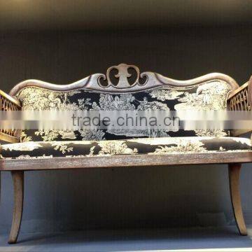 BISINI Wood Carved Double Seater Chair, Elegant Designed Arm Chair, Solid Wood Living Room Sofa Chair (BF01-X1191) photo-3