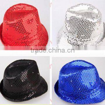 Hot-selling Factory Cheap Christmas Events Party Supplies LED Flashlight Colorful Hat Luminous Jazz Hat Sequin LED Hat photo-2