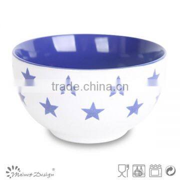 Solid Glaze Ceramics Cereal Bowl With Star photo-2