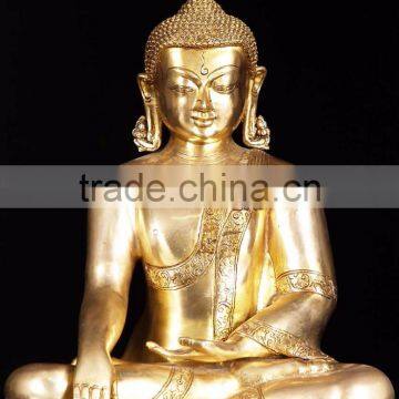 Antique Golden Life Size Thai Bronze Buddha Statue photo-2