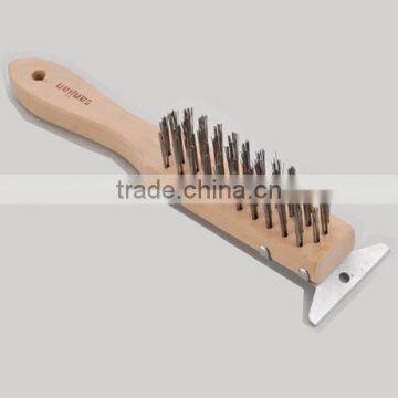 2014 the newest High grade US style file brush wire brush with scraper wooden handle SJIE3033