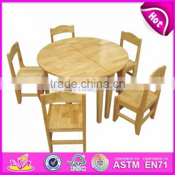 High Quality Kindergarten Table and Chairs Natural Wood Daycare Furniture W08G209-S photo-3