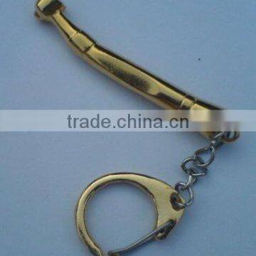 Dental Handpiece Keychain, Gold Plated