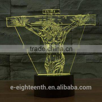 Cutomization Gradual Color Changing Jesus Style Visual Illusion Light Touch Panel 3D Led Night Lights Decoration Lamp photo-3