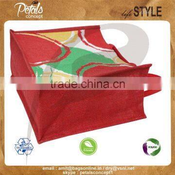 PP Laminated Jute Tote Bag With Padded Rope Handle With Three Color Front & Back Print photo-2