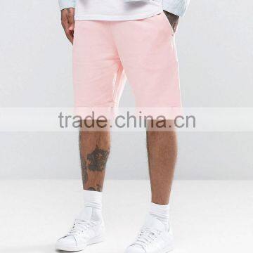 Drawstring Waistband Side Pockets 100% Cotton Men's Pink Shorts