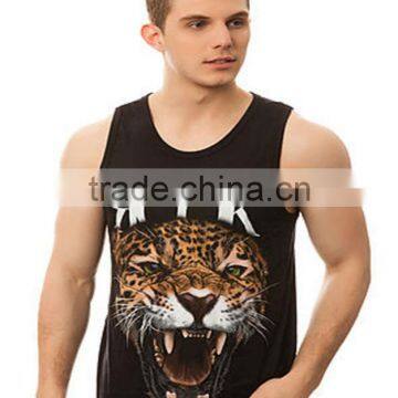 100% Cotton Large Printed Custom Printed Mens Tank Top