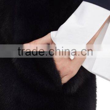 Women Black Round Neck Mink Fur Bottom Vests Customized photo-5