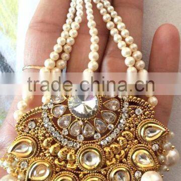 JHOOMAR JHUMAR Passa TIKA Kundan Pearl Drop POLKI Hair Accessory photo-2