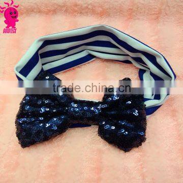 2015 NEW Elastic Stripe Bow Children Headband Cute Sequins Baby Girl Hair Accessories