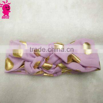 hot sale gold dot headband retail baby girls fashion bunny ear tied headband hair accessories