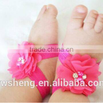 Wholesale Foot Flower Chiffon Accessories Foot Ornaments Baby Photography Shooting Props Baby Pearl Foot Flowers photo-3