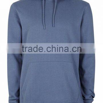 100% Cotton French Terry Men Sweatshirt Pullover Plain Classic Fit Hoodie With Front Pockets Blue photo-3