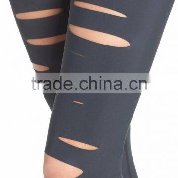 MGOO Custom Design Plain Distressed Yoga Pants Fitted Ripped Airbrush Women Leggings photo-5