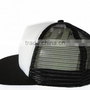 New Vintage 2 Tone Foam Trucker Hat Cap Solid Black Mesh Cap White Plain Cotton Foam Mesh Trucker Hat 5 Panels Baseball Cap