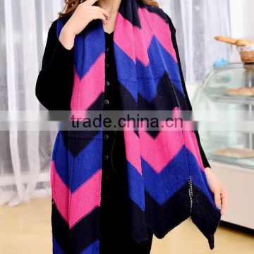 trendy beautiful wonens ladies wide big long chevron cotton knit scarf