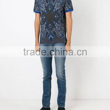 Modern Fashion Design Paisley Print Polo Shirts Men photo-2