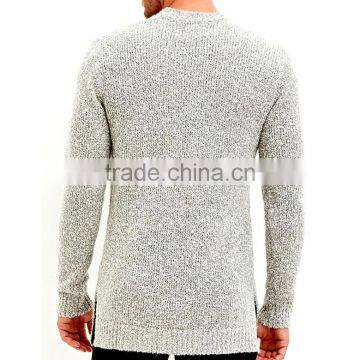 Wholesale Price Plain Rib Cuffs and Hem Split Pullover Men Crewneck Sweater photo-3