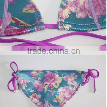 3D Digital Print Sexy Floral Brazilian Micro Halter Custom Bikini photo-4