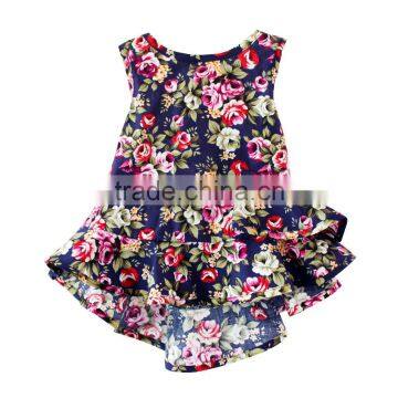 SHIJ 2017 Summer Floral Ruffles Girl's Dress Cotton Kids Clothes photo-3