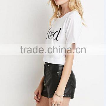 100% Cotton Crew Neck Cropped Cut Graphic Tee Women Custom T-shirt photo-3