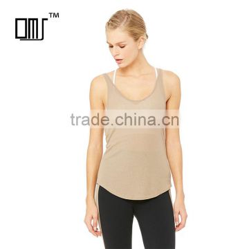 Wholesale back cutout dropped armholes stringer loose yoga gym tank top