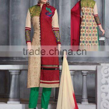 Brown Color With Embroidery Patches Blooming Grace Designer Semi Stitch Salwa Kameez photo-2