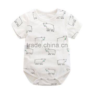 Newborn Summer Full Animal Printing Cotton Baby Bodysuit photo-3