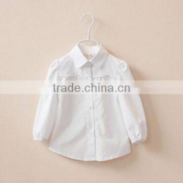 princess White pure cotton kids long sleeves shirts for girl