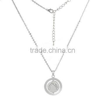 Fashion Jewelry Necklace Silver Tone Message "MAKE A WISH" Carved Clear Rhinestone 47.5cm long