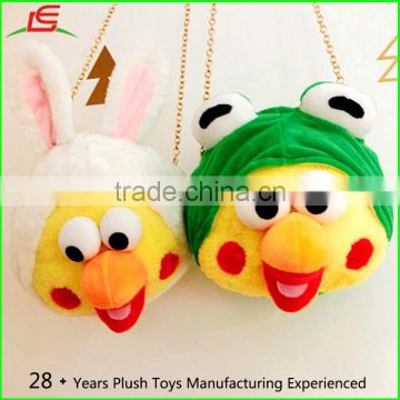 cute cartoon parrot brother rabbit buuny frog caps soft plush coin purse cross body Messenger Bag