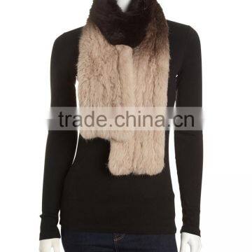 YR607 Buyer Favorite Degrade Color Knit Rabbit Fur Cheap Women Fur Scarf photo-2