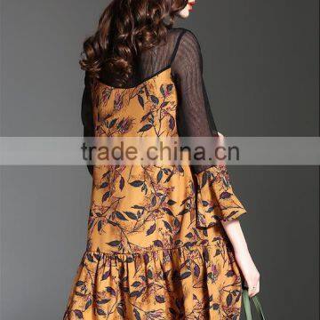 New Ladies Fashion Dress 2017 Design Floral Print Dress photo-2